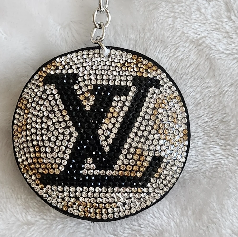 Luxury Black and Gold Designer Inspired Keychain Bag Charm - Picture 2 of 3